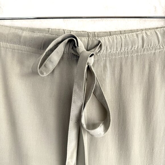 Gala Wide Leg High Rise 100% Silk Satin Pants Womens S Green Neutral - Picture 4 of 10